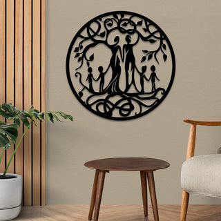 Six Members Family Tree Of Life Metal Sign, Mother's Day Gift Laser Cut Metal Signs Custom Gift Ideas