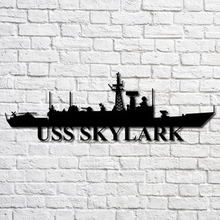 Uss Skylark Navy Ship Metal Art, Gift For Navy Veteran, Navy Ships Silhouette Metal Art, Navy Home Decor Laser Cut Metal Signs Custom Gift Ideas