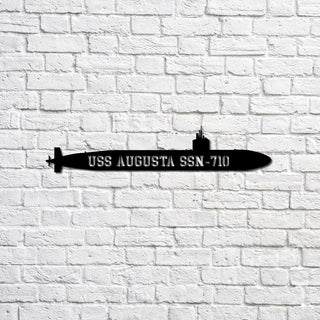 Uss Augusta Ssn710 Navy Ship Metal Sign, Memory Wall Metal Sign Gift For Navy Veteran, Navy Ships Silhouette Metal Sign Laser Cut Metal Signs Custom Gift Ideas