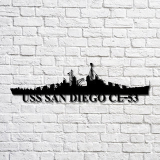 Uss San Diego Cl53 Navy Ship Metal Art, Gift For Navy Veteran, Navy Ships Silhouette Metal Art, Navy Home Decor Laser Cut Metal Signs Custom Gift Ideas