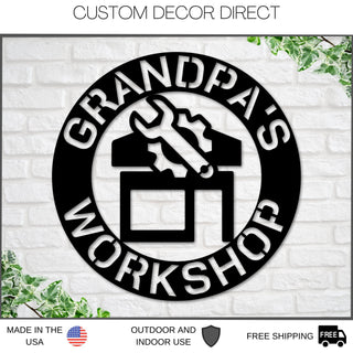 Personalized Fathers Day Gift, Grandpa's Workshop Sign, Crescent Wrench & Hammer, Gift For Grandpa, Paw Paw, Grandpa Gift, Gift For Paw Paw Laser Cut Metal Signs Custom Gift Ideas