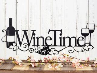 Wine Time Metal Sign, Wine Decor, Metal Wall Art, Kitchen Decor, Dining Decor, Wine Lover, Metal Wall Decor, Wall Hanging, Sign Laser Cut Metal Signs Custom Gift Ideas