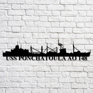 Uss Ponchatoula Ao 148 Navy Ship Metal Art, Gift For Navy Veteran, Navy Ships Silhouette Metal Art, Navy Home Decor Laser Cut Metal Signs Custom Gift Ideas