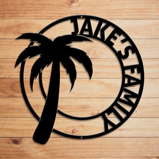 Personalized Palm Tree Metal Sign Tropical Decor Beach House Signs Door Hanger Metal Wall Art Beach Decor Last Name Pool Sign Laser Cut Metal Signs Custom Gift Ideas