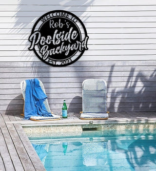 Personalized Poolside Metal Wall, Custom Family Name Poolside Paradise Decor, Metal Swimming Pool Sign, Poolside Metal Decor Laser Cut Metal Signs Custom Gift Ideas