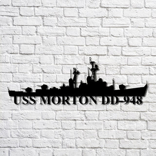 Uss Morton Dd948 Navy Ship Metal Art, Gift For Navy Veteran, Navy Ships Silhouette Metal Art, Navy Home Decor Laser Cut Metal Signs Custom Gift Ideas