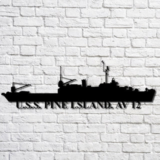 U.s.s. Pine Lsland. Av 12 Navy Ship Metal Art, Custom Us Navy Ship Cut Metal Sign, Gift For Navy Veteran, Navy Ships Silhouette Metal Art, Navy Home Decor Laser Cut Metal Signs Custom Gift Ideas