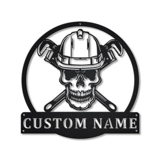 Personalized Skull Plumbing Metal Sign Art, Custom Skull Plumbing Monogram Metal Sign, Plumbing Gifts Funny, Hobbie Gift, Job Gift, Laser Cut Metal Signs Custom Gift Ideas