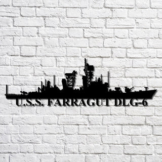 U.s.s. Farragut Dlg6 Navy Ship Metal Art, Custom Us Navy Ship Cut Metal Sign, Gift For Navy Veteran, Navy Ships Silhouette Metal Art, Navy Home Decor Laser Cut Metal Signs Custom Gift Ideas