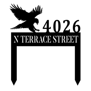 Personalized Street Name Hawk Metal Sign, Front Door Sign, Metal Laser Cut Metal Signs Custom Gift Ideas