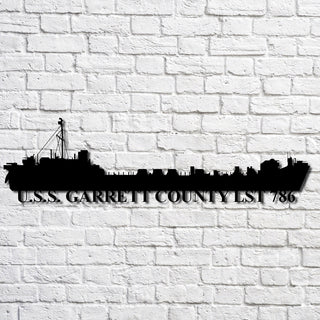 U.s.s. Garrett County Lst 786 Navy Ship Metal Art, Custom Us Navy Ship Cut Metal Sign, Gift For Navy Veteran, Navy Ships Silhouette Metal Art, Navy Home Decor Laser Cut Metal Signs Custom Gift Ideas