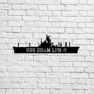 Uss Guam Lph9 Navy Ship Metal Sign, Memory Wall Metal Sign Gift For Navy Veteran, Navy Ships Silhouette Metal Sign Laser Cut Metal Signs Custom Gift Ideas