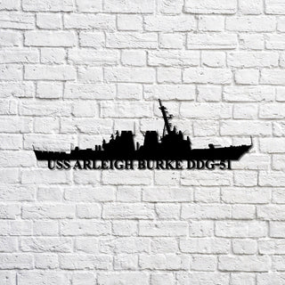 Uss Arleigh Burke Ddg51 Navy Ship Metal Sign, Memory Wall Metal Sign Gift For Navy Veteran, Navy Ships Silhouette Metal Sign Laser Cut Metal Signs Custom Gift Ideas