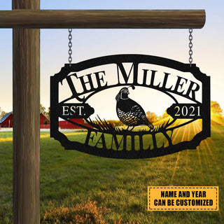 Personalized Family Name Pheasant Deer Hunting Metal Decor, Metal Laser Cut Metal Signs Custom Gift Ideas