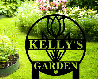 Personalized Garden Sign With Stake, Metal Sign For Garden, Flower Garden Sign, Custom Garden Sign On Stake, Outdoor Metal Garden Sign Laser Cut Metal Signs Custom Gift Ideas