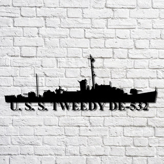 U. S. S. Tweedy De532 Navy Ship Metal Art, Custom Us Navy Ship Cut Metal Sign, Gift For Navy Veteran, Navy Ships Silhouette Metal Art, Navy Home Decor Laser Cut Metal Signs Custom Gift Ideas