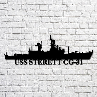 Uss Sterett Cg31 Navy Ship Metal Art, Gift For Navy Veteran, Navy Ships Silhouette Metal Art, Navy Home Decor Laser Cut Metal Signs Custom Gift Ideas