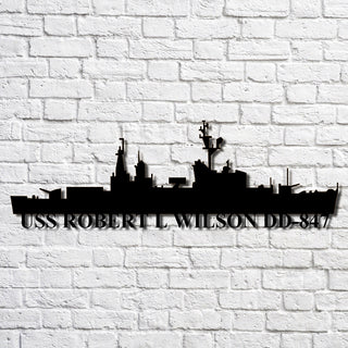 Uss Robert L Wilson Dd847 Navy Ship Metal Art, Gift For Navy Veteran, Navy Ships Silhouette Metal Art, Navy Home Decor Laser Cut Metal Signs Custom Gift Ideas