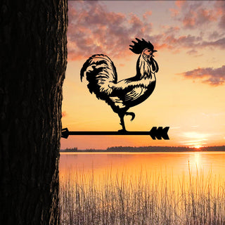 Rooster Metal Tree Stake, Farmhouse Art, Housewarming Gift Laser Cut Metal Signs Custom Gift Ideas