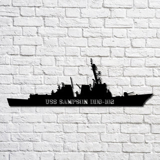 Uss Sampson Ddg102 Navy Ship Metal Art, Gift For Navy Veteran, Navy Ships Silhouette Metal Art, Navy Home Decor Laser Cut Metal Signs Custom Gift Ideas