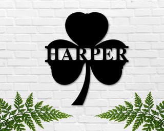 St. Patrick's Day Shamrock Monogram Door Wall Hanging Personalized, Metal Sign, Lucky Name Sign, Clover Sign, St Pattys Day D\u00e9cor Laser Cut Metal Signs Custom Gift Ideas