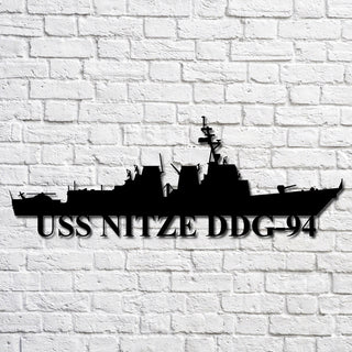 Uss Nitze Ddg94 Navy Ship Metal Art, Gift For Navy Veteran, Navy Ships Silhouette Metal Art, Navy Home Decor Laser Cut Metal Signs Custom Gift Ideas