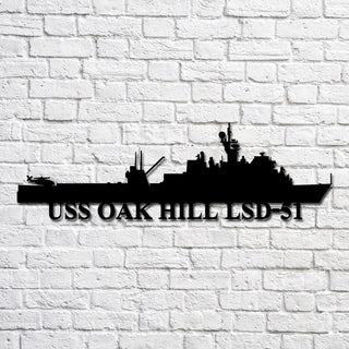 Uss Oak Hill Lsd51 Navy Ship Metal Art, Gift For Navy Veteran, Navy Ships Silhouette Metal Art, Navy Home Decor Laser Cut Metal Signs Custom Gift Ideas