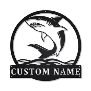 Personalized Shark Monogram Metal Sign Art, Custom Shark Monogram Metal Sign, Birthday Gift, Animal Funny, Father's Day Gift Laser Cut Metal Signs Custom Gift Ideas