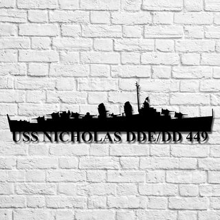 Uss Nicholas Dde_dd 449 Navy Ship Metal Art, Gift For Navy Veteran, Navy Ships Silhouette Metal Art, Navy Home Decor Laser Cut Metal Signs Custom Gift Ideas