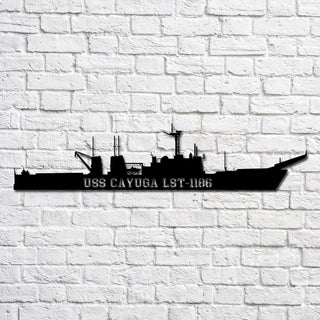 Uss Cayuga Lst1186 Navy Ship Metal Art, Custom Us Navy Ship Cut Metal Sign, Gift For Navy Veteran, Navy Ships Silhouette Metal Art, Navy Home Decor Laser Cut Metal Signs Custom Gift Ideas