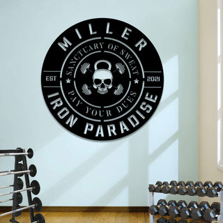 Personalized Skull Metal Gym Sign, Fitness, Cross Fit Club, Wall Decor, Metal Laser Cut Metal Signs Custom Gift Ideas