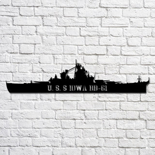 U.s.s Iowa Bb61 Navy Ship Metal Art, Gift For Navy Veteran, Navy Ships Silhouette Metal Art, Navy Home Decor Laser Cut Metal Signs Custom Gift Ideas