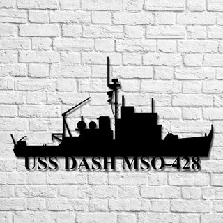 Uss Dash Mso428 Navy Ship Metal Art, Custom Us Navy Ship Cut Metal Sign, Gift For Navy Veteran, Navy Ships Silhouette Metal Art, Navy Home Decor Laser Cut Metal Signs Custom Gift Ideas