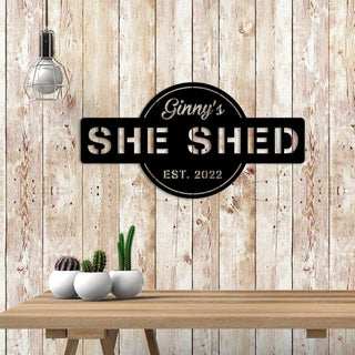 Personalized Name Date She Shed Metal Art, Home Decor Laser Cut Metal Signs Custom Gift Ideas