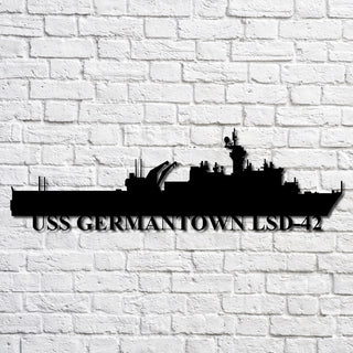 Uss Germantown Lsd42 Navy Ship Metal Art, Custom Us Navy Ship Cut Metal Sign, Gift For Navy Veteran, Navy Ships Silhouette Metal Art, Navy Home Decor Laser Cut Metal Signs Custom Gift Ideas