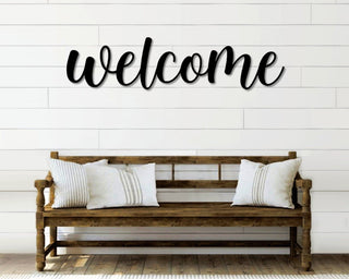 Welcome Metal Word Art, Kembara Script Word Art, Indoor Outdoor Welcome Metal Sign, Metal Wall Art, Farmhouse Decor, Welcome Word Art Laser Cut Metal Signs Custom Gift Ideas