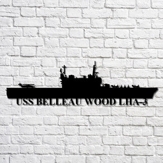 Uss Belleau Wood Lha3 Navy Ship Metal Art, Custom Us Navy Ship Cut Metal Sign, Gift For Navy Veteran, Navy Ships Silhouette Metal Art, Navy Home Decor Laser Cut Metal Signs Custom Gift Ideas