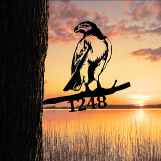 Personalized Hawk Metal Tree Stake, Steel Art, Gift For Father Laser Cut Metal Signs Custom Gift Ideas