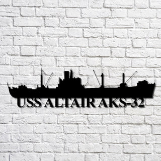 Uss Altair Aks32 Navy Ship Metal Art, Custom Us Navy Ship Cut Metal Sign, Gift For Navy Veteran, Navy Ships Silhouette Metal Art, Navy Home Decor Laser Cut Metal Signs Custom Gift Ideas