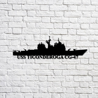 Uss Ticonderoga Cg47 Navy Ship Metal Sign, Memory Wall Metal Sign Gift For Navy Veteran, Navy Ships Silhouette Metal Sign Laser Cut Metal Signs Custom Gift Ideas