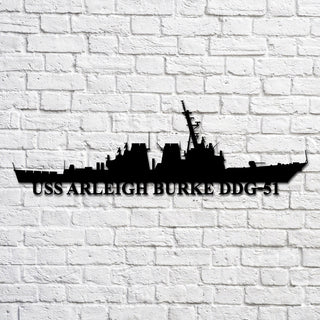 Uss Arleigh Burke Ddg51 Navy Ship Metal Art, Custom Us Navy Ship Cut Metal Sign, Gift For Navy Veteran, Navy Ships Silhouette Metal Art, Navy Home Decor Laser Cut Metal Signs Custom Gift Ideas