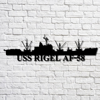 Uss Rigel Af58 Navy Ship Metal Art, Gift For Navy Veteran, Navy Ships Silhouette Metal Art, Navy Home Decor Laser Cut Metal Signs Custom Gift Ideas