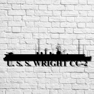 U. S. S. Wright Cc2 Navy Ship Metal Art, Custom Us Navy Ship Cut Metal Sign, Gift For Navy Veteran, Navy Ships Silhouette Metal Art, Navy Home Decor Laser Cut Metal Signs Custom Gift Ideas