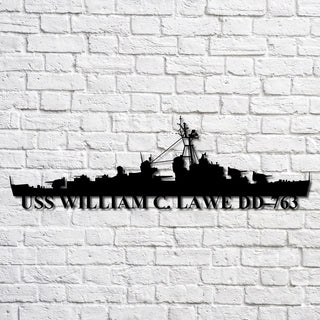 Uss William C. Lawe Dd763 Navy Ship Metal Art, Gift For Navy Veteran, Navy Ships Silhouette Metal Art, Navy Home Decor Laser Cut Metal Signs Custom Gift Ideas