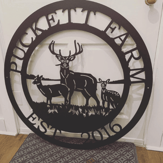 Personalized Three Deer Hunter Sign, Cut Metal Sign, Metal Wall Art, Metal House Sign Laser Cut Metal Signs Custom Gift Ideas