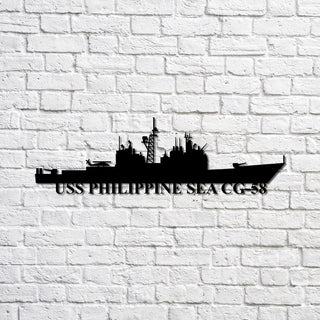 Uss Philippine Sea Cg58 Navy Ship Metal Sign, Memory Wall Metal Sign Gift For Navy Veteran, Navy Ships Silhouette Metal Sign Laser Cut Metal Signs Custom Gift Ideas