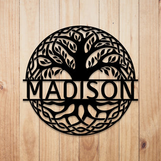 Personalized Tree Metal Sign, Housewarming Gift, Metal Monogram Sign, Door Hanger, Last Name Sign, Metal Wall Art, Wedding Gift Laser Cut Metal Signs Custom Gift Ideas