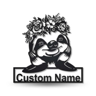 Personalized Sloth With Floral Metal Sign Art, Custom Sloth With Floral Metal Sign, Gifts Funny, Animal Custom, Laser Cut Metal Signs Custom Gift Ideas