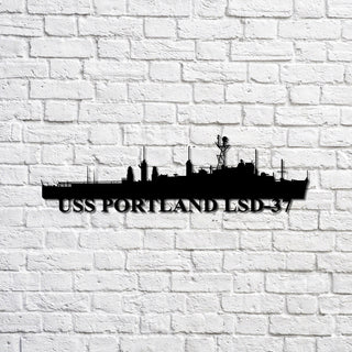 Uss Portland Lsd37 Navy Ship Metal Sign, Memory Wall Metal Sign Gift For Navy Veteran, Navy Ships Silhouette Metal Sign Laser Cut Metal Signs Custom Gift Ideas