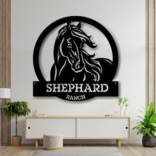 Custom Horse Sign, Metal Name Sign, Metal Sign, Personalized Metal Horse Sign, Farmhouse Decor, Outdoor Family Name Sign, Outdoor Decor Laser Cut Metal Signs Custom Gift Ideas